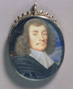 人物の肖像ミニチュア、おそらくジョンワイルドマン、1675年（ベラムのトイレ）